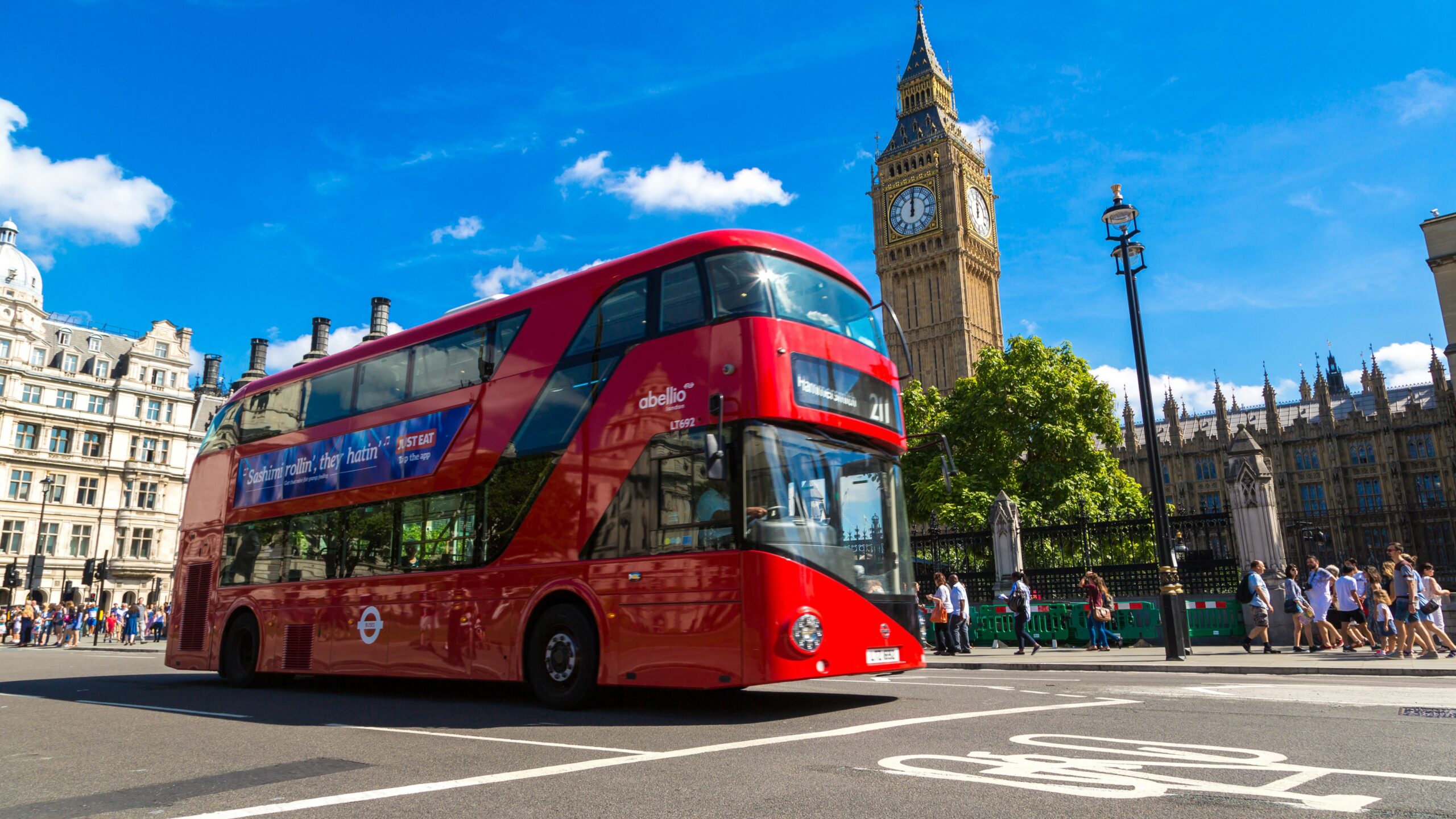 London bus with Big Ben in background